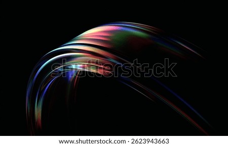Abstract iridescent shape, dark background design, 3d render
