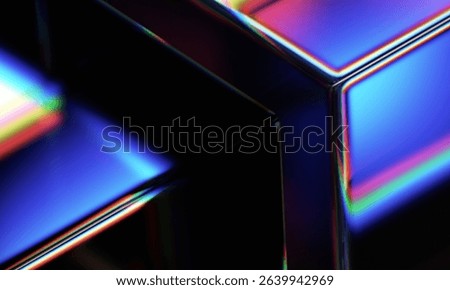 Abstract iridescent shape, dark background design, 3d render
