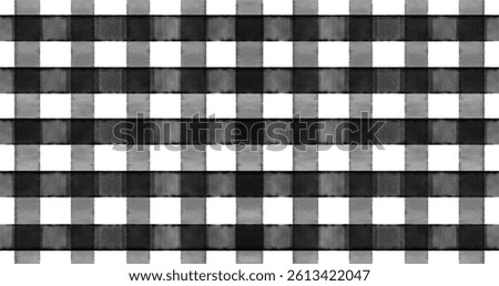 Abstract Irregular Seamless Pattern With Black Watercolor Grid on a White Background. Geometric Repeatable Print Made Of Black Hand Painted Lines. Abstract Painting-like Checkered Design.
