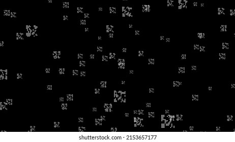 Abstract irregularly shaped particles in free random flight in outer space.  black and white particles.  enhance any video presentation, animated film, cinematic clips or film project. 3D. 4K. 