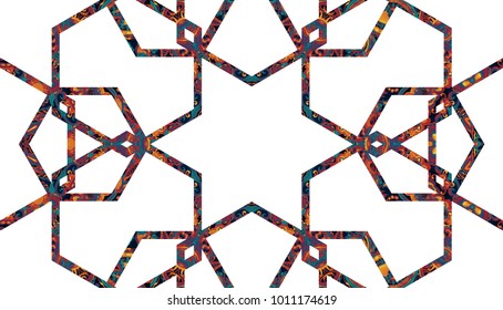 Abstract islamic pattern in arabian style. Seamless background. Seamless hand painted watercolor traditional arabic geometric pattern, east ornament, indian water color ornament, persian motif, 3D.