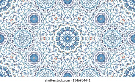 Abstract islamic pattern, arabian style. Seamless background. Hand painted watercolor traditional arabic geometric pattern, east ornament, indian water color painting, persian batik design, boho motif