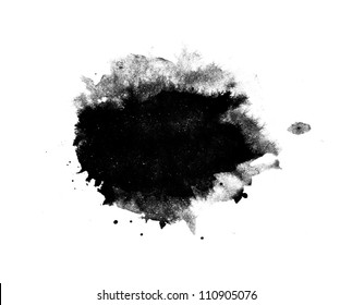 Abstract isolated black ink stain