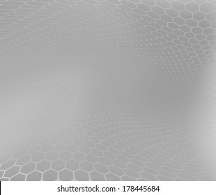 Abstract .jpg Gradient Grey And White Background With Honeycomb Pattern Overlay. Plenty Of Copy Space. Perfect For Any Communication Art.