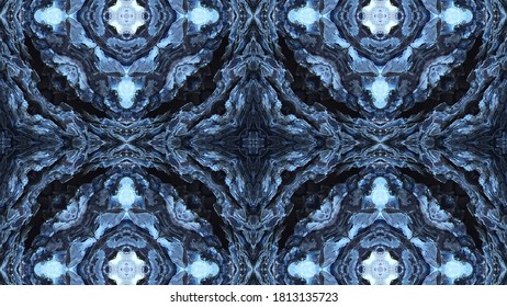 Abstract Kaleidoscope, Blue Background Patterm