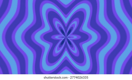 An abstract, kaleidoscopic pattern of concentric wavy lines in shades of blue and purple, creating a mesmerizing visual effect.