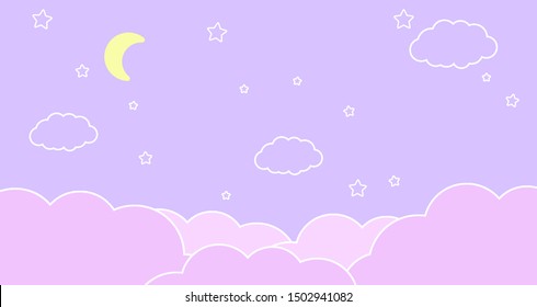 Abstract Kawaii Cloudy Colorful Sky Stars Stock Illustration 1502941082 ...