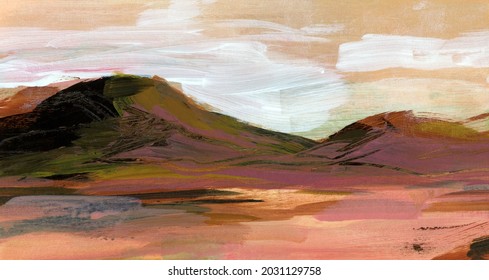 Abstract landscape. Versatile artistic image for creative design projects: posters, banners, cards, websites, invitations, magazines, wallpapers and book covers. Hand painted artwork. - Powered by Shutterstock