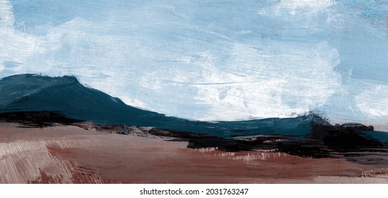 Abstract landscape. Versatile artistic image for creative design projects: posters, banners, cards, websites, invitations, magazines, wallpapers and book covers. Hand painted artwork. Muted colours. - Powered by Shutterstock