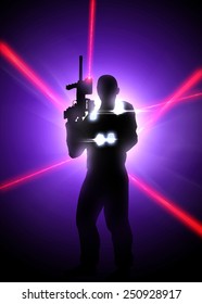 Abstract laser tag poster or flyer background with empty space