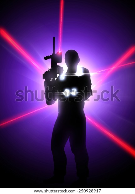 Abstract laser tag poster or flyer background with\
empty space
