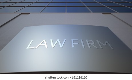 Abstract Law Firm Signage Board. Modern Office Building. 3D Rendering