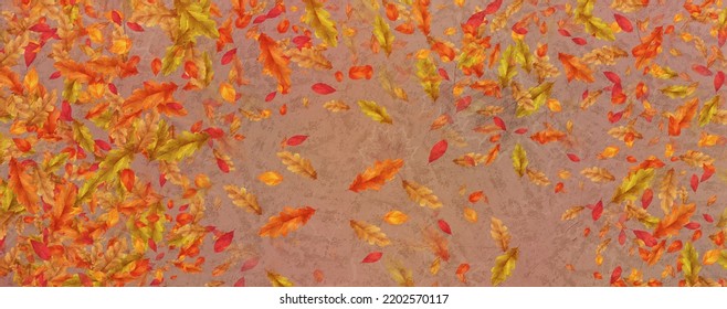 Abstract Leaves Falling Yellow Orange Brown Texture Banner Background