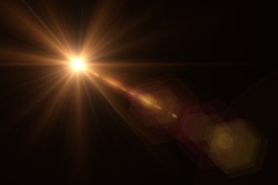 Abstract Lens Flare Light Over Black Background