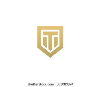 Abstract Letter T Shield Logo Design Template. Premium Nominal Monogram Business Sign. Universal Foundation Icon. 