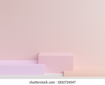 Abstract light background with concept geometric figures and blank space. 3d rendering