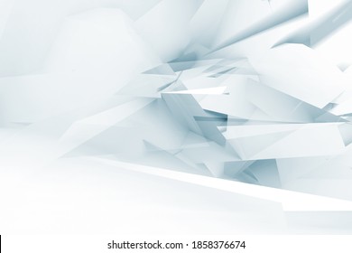 Abstract light blue background, chaotic digital triangular pattern, double exposure effect. 3d rendering illustration