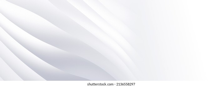 Abstract light dairy background. Luxury curved sheets of paper. Swirl gradient lines. Seamless looped stripes illustration. Universal. Elegant grey white. Wavy soft design. Beautiful horizontal banner