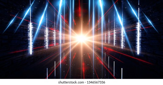 Abstract light, rays on a dark background. Dark background with lines and spotlights light. Night view. Light effect