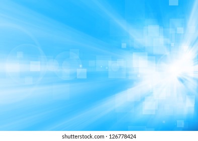 abstract light and square on blue background