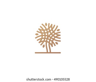 Abstract linear tree logo icon design. Universal luxury premium solid symbol. Creative park nature bio relax spa sign logotype. - Powered by Shutterstock