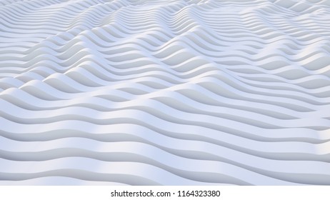  Abstract Lines. Wave Background. Modern Parametric Surface. White Texture. Futuristic Landscape. 3D Rendering