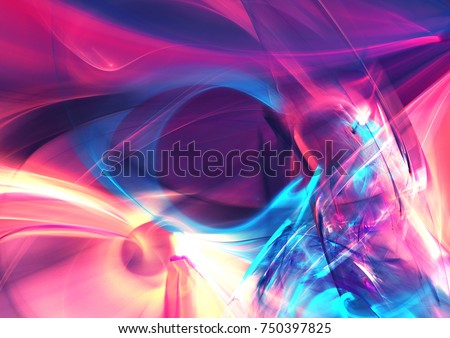 Abstract liquid multicolor background with lighting effect. Bright futuristic pattern for electronic music fest. Fractal artwork for creative graphic design.