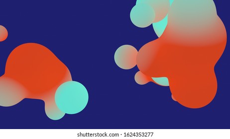 Abstract liquid shape colored lush lava and aqua menthe on whit backgrounds. Fluid design. Isolated gradient waves . New Abstraction grade From Composition. 3d rendering - Shutterstock ID 1624353277