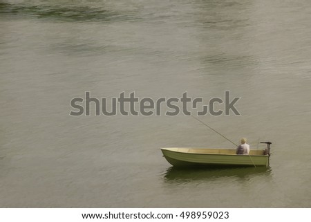 Setting Sun Spotlights Solitary >> Abstract Lone Fisherman Small Boat Anchor Stock Illustration Setting Sun Spotlights Solitary >> Abstract Lone Fisherman Small Boat Anchor Stock Illustration