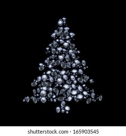 Abstract Luxury Diamond Christmas Tree Isolated With Clipping Path