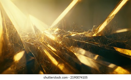 Abstract Luxury Golden Background. Mysterious Beautiful Shiny Gold Texture Backdrop. Modern Design Element. 3D Illustration.