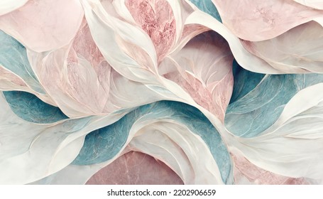Abstract luxury marble background. Marbling texture. Soft pastel pink and mint green colors. 3d illustration 庫存插圖