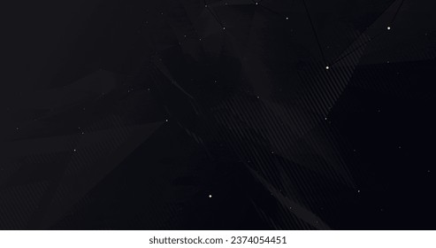 Abstract luxury polygonal pattern with lines on black background. Gold particles random network shine glitter design. Premium gradient banner. Modern dark royal BG. Steel glowing 3d dynamic mesh frame - Powered by Shutterstock