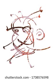 Abstract Man Drowing By Colorful Lines On White Background