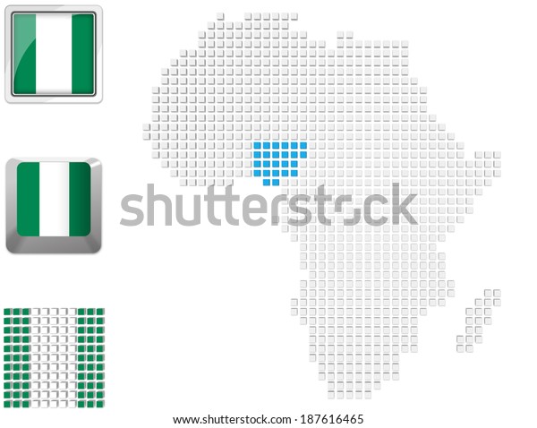 Abstract Map Africa Highlighted Nigeria National Stock