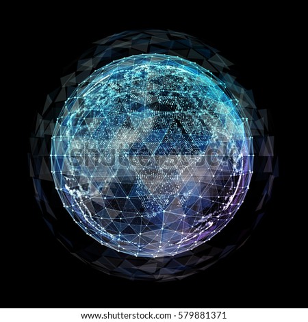 Abstract map of the global telecommunications network. Generated digital 3d illustration