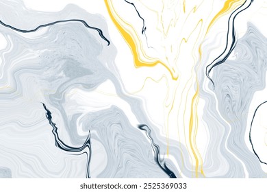 Abstract marble effect artwork with white background, gray and black swirls, and gold accents. Design for fabric, wallpaper or invitation. - Powered by Shutterstock