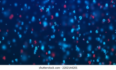 Abstract Matrix. Computer Code. Dark Background Of Many Numbers. Big Data And Cybersecurity. Data Transfer And Storage. 3d Rendering