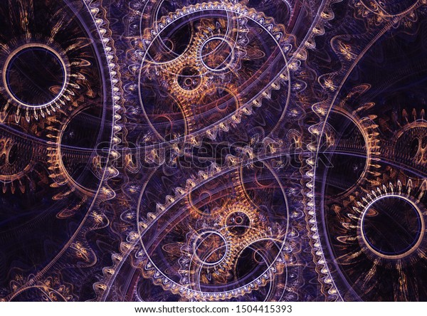 Abstract Mechanical Background Steampunk Fractal Stock Illustration