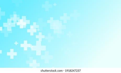Abstract Medical Health White Cross Pattern Blue Background. Graphic Illustrations Healthcare Technology And Science Concept.