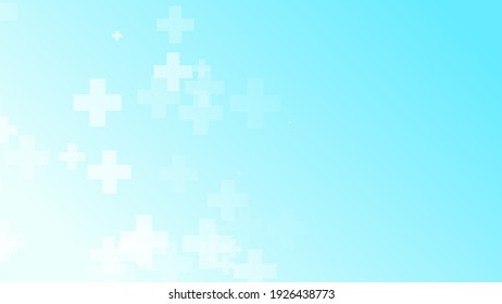 Abstract Medical Health White Cross Pattern Blue Background. Graphic Illustrations Healthcare Technology And Science Concept.