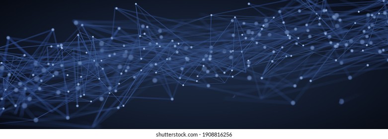 An abstract mesh with glowing spots background. 3D illustration