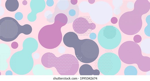 Abstract Metaball Background In Beige, Light Blue And Pink Colors