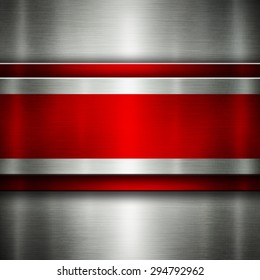 Abstract Metal Background Silver And Red