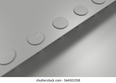 Abstract metal banner. Rectangular white plate texture with rivets. 3D render illustration
