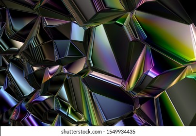 Abstract Metal Steel Crystal Shards 3d Illustration