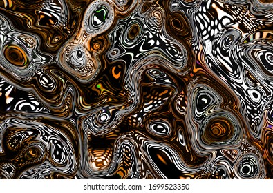 Abstract Metall Fluid Art Pattern Texture Effect Concept. Wavy Lines. Illustration