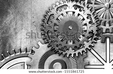 abstract metallic gears background, 3D illustration