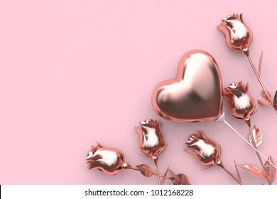 abstract metallic pink background rose balloon heart valentine concept 3d rendering - Powered by Shutterstock