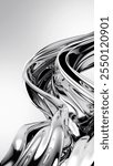 Abstract Metallic Sculpture with Smooth Curves and Reflections